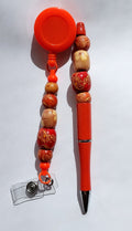 Ultimate Orange Beaded Pen and Badge Reel Fidget Set