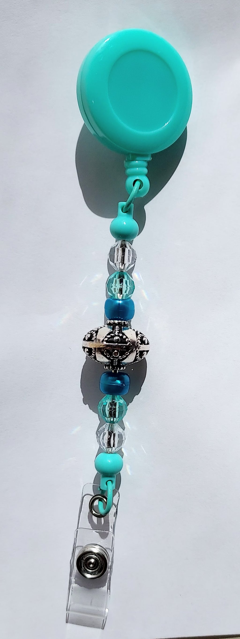 The Ultimate Aqua Beaded Pen and Badge Reel Fidget Set