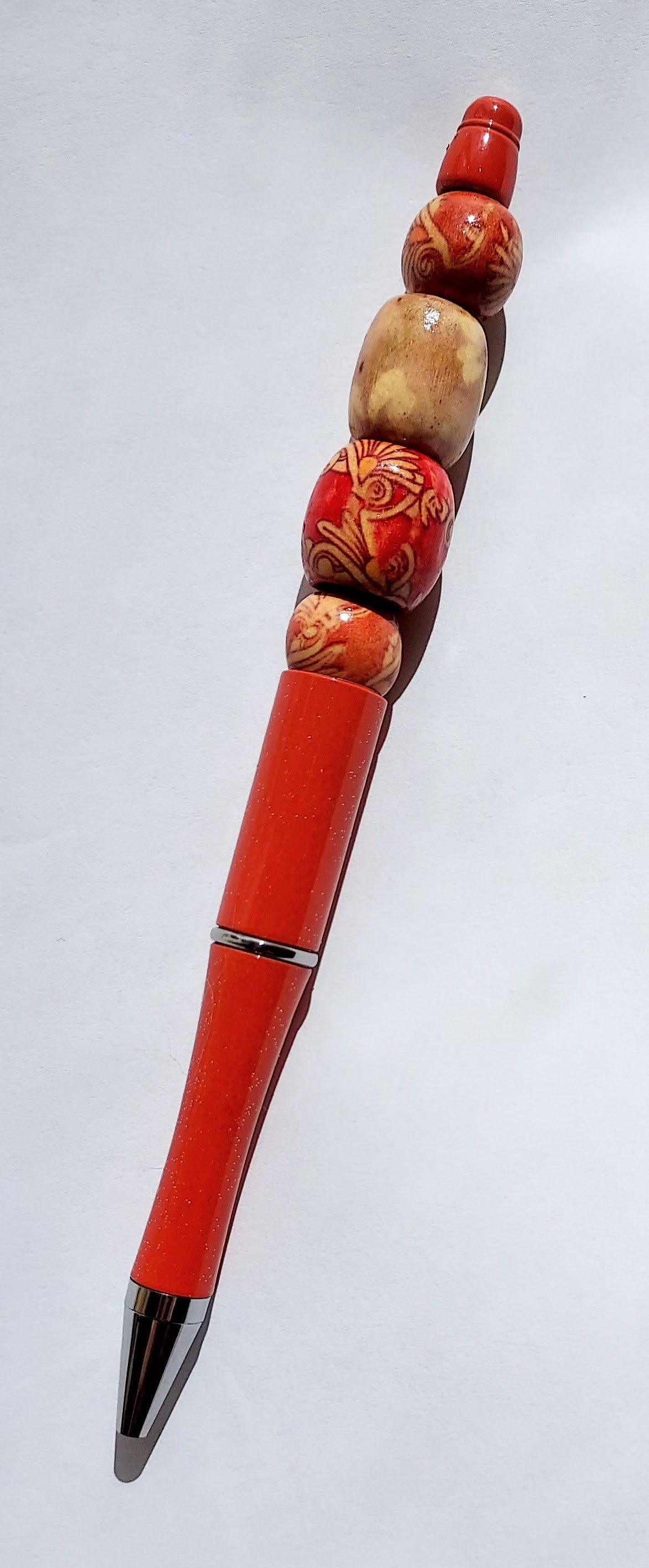 Ultimate Orange Beaded Pen and Badge Reel Fidget Set