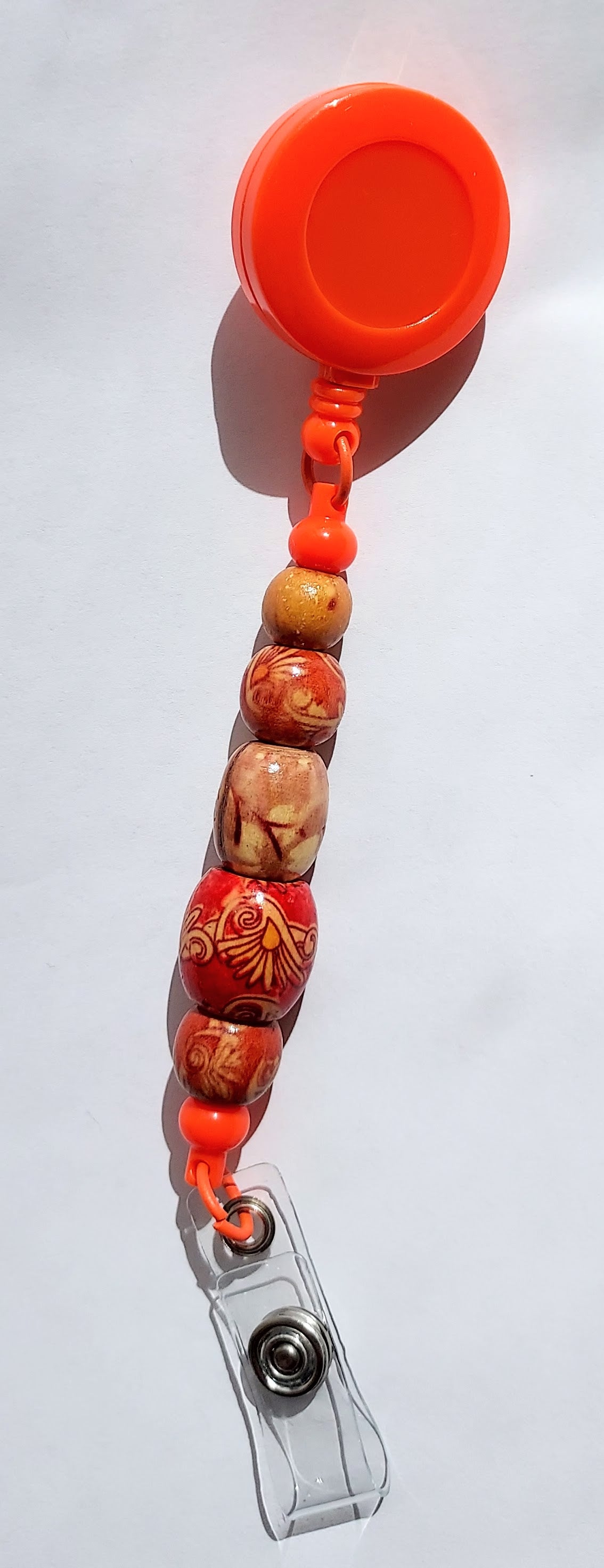 Ultimate Orange Beaded Pen and Badge Reel Fidget Set