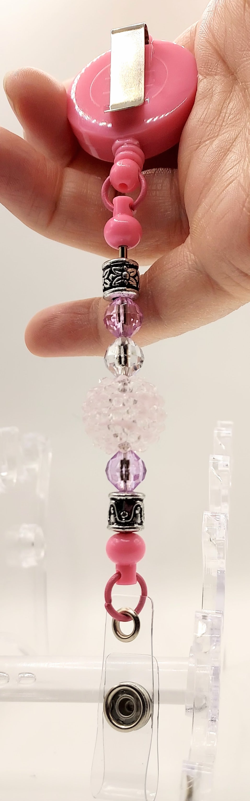 One of a Kind Pink Fidget Badge Reel