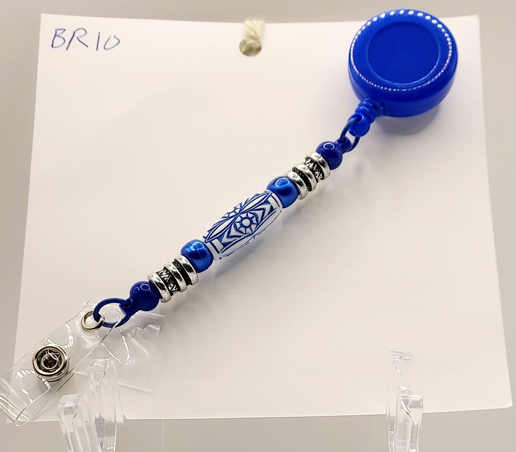 Unique Royal Blue Fidget Beaded Badge Reel
