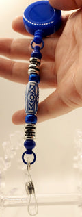 Unique Royal Blue Fidget Beaded Badge Reel