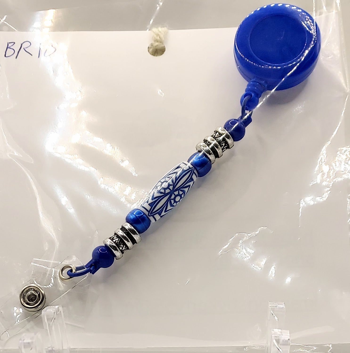 Unique Royal Blue Fidget Beaded Badge Reel