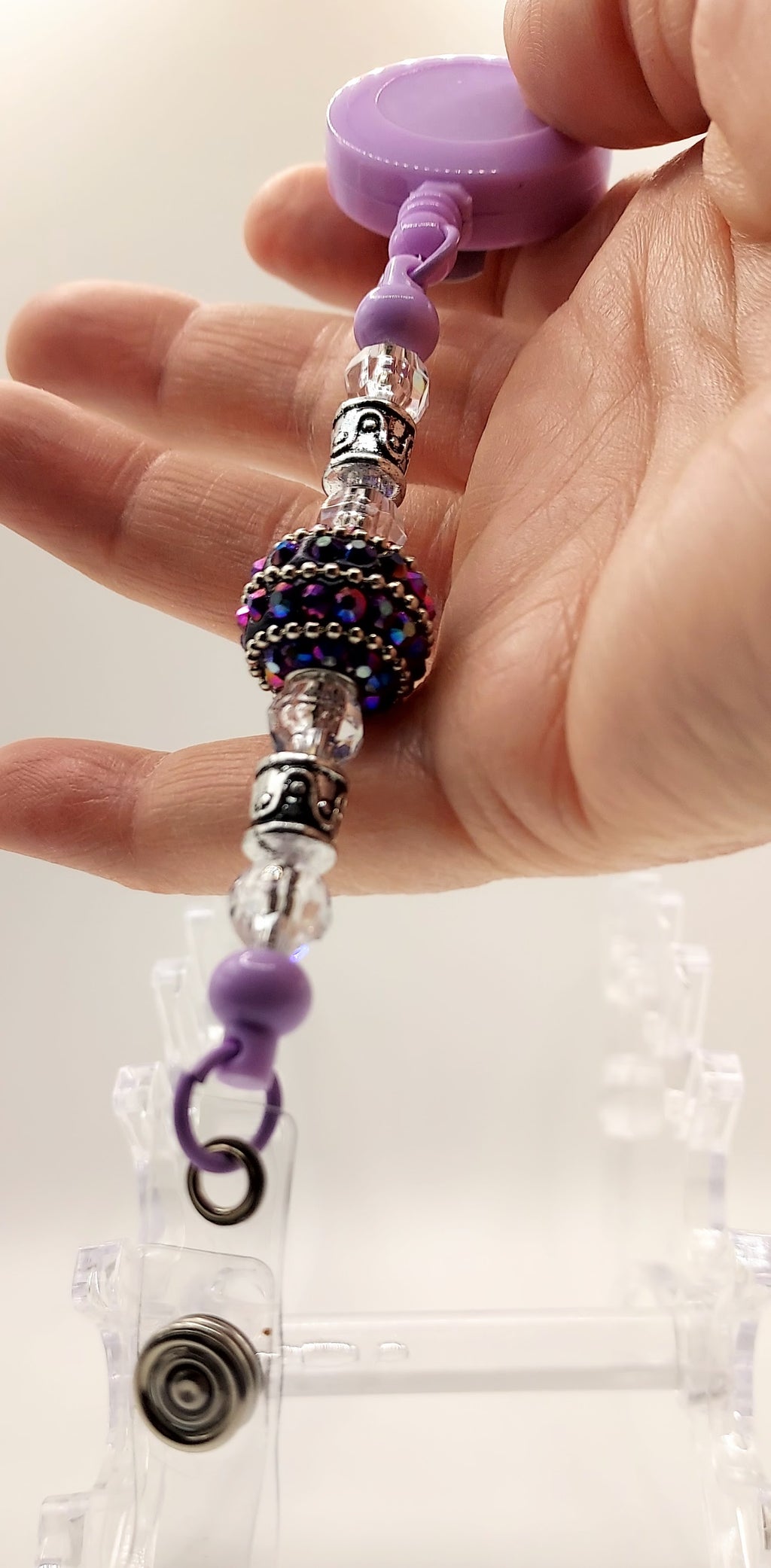Unique Purple Fidget Beaded Badge Reel