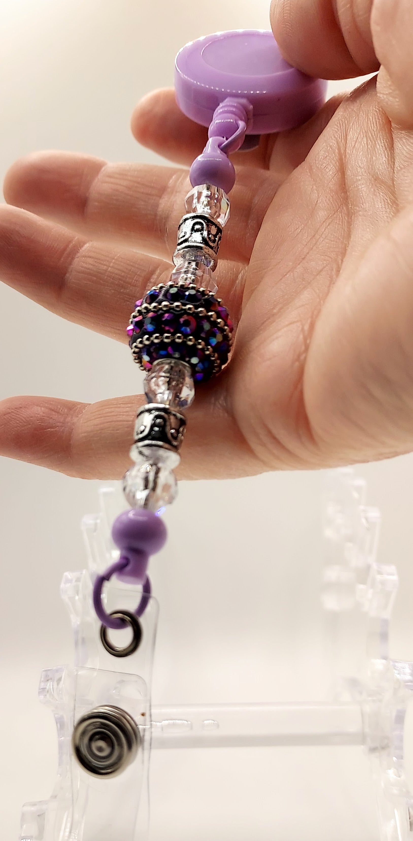 Unique Purple Fidget Beaded Badge Reel