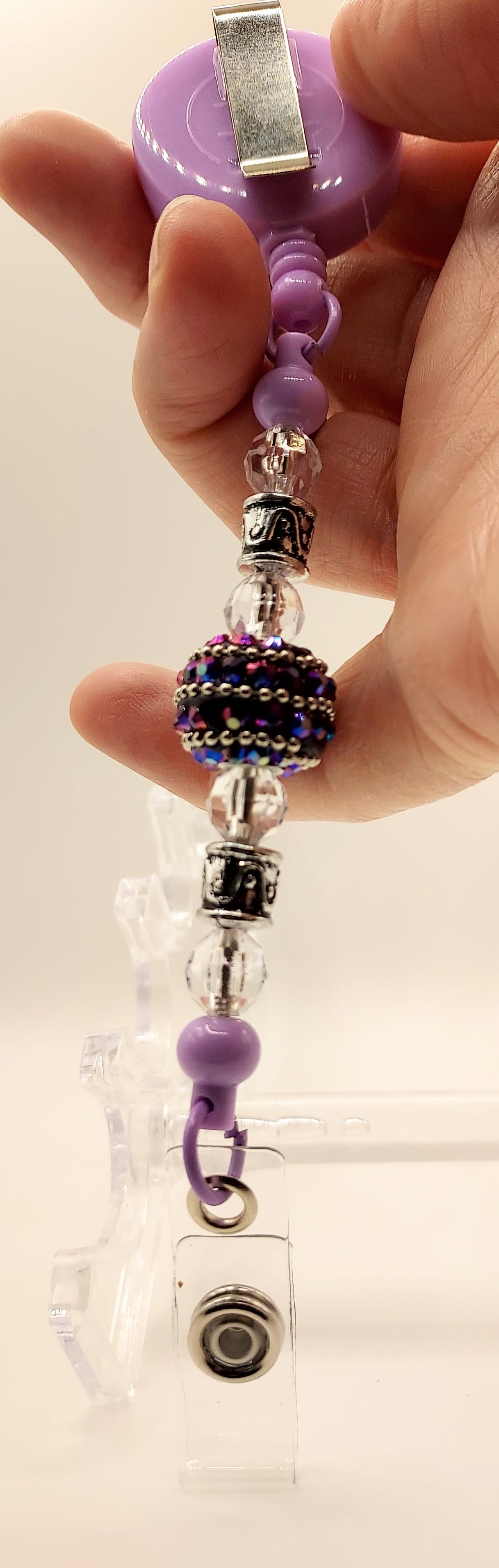 Unique Purple Fidget Beaded Badge Reel