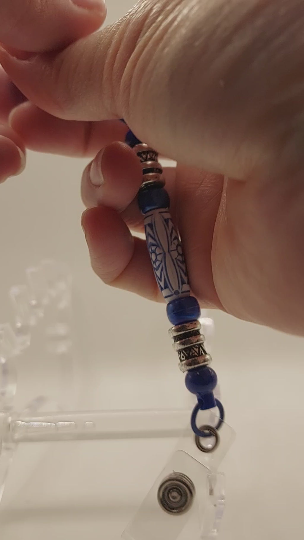 Unique Royal Blue Fidget Beaded Badge Reel